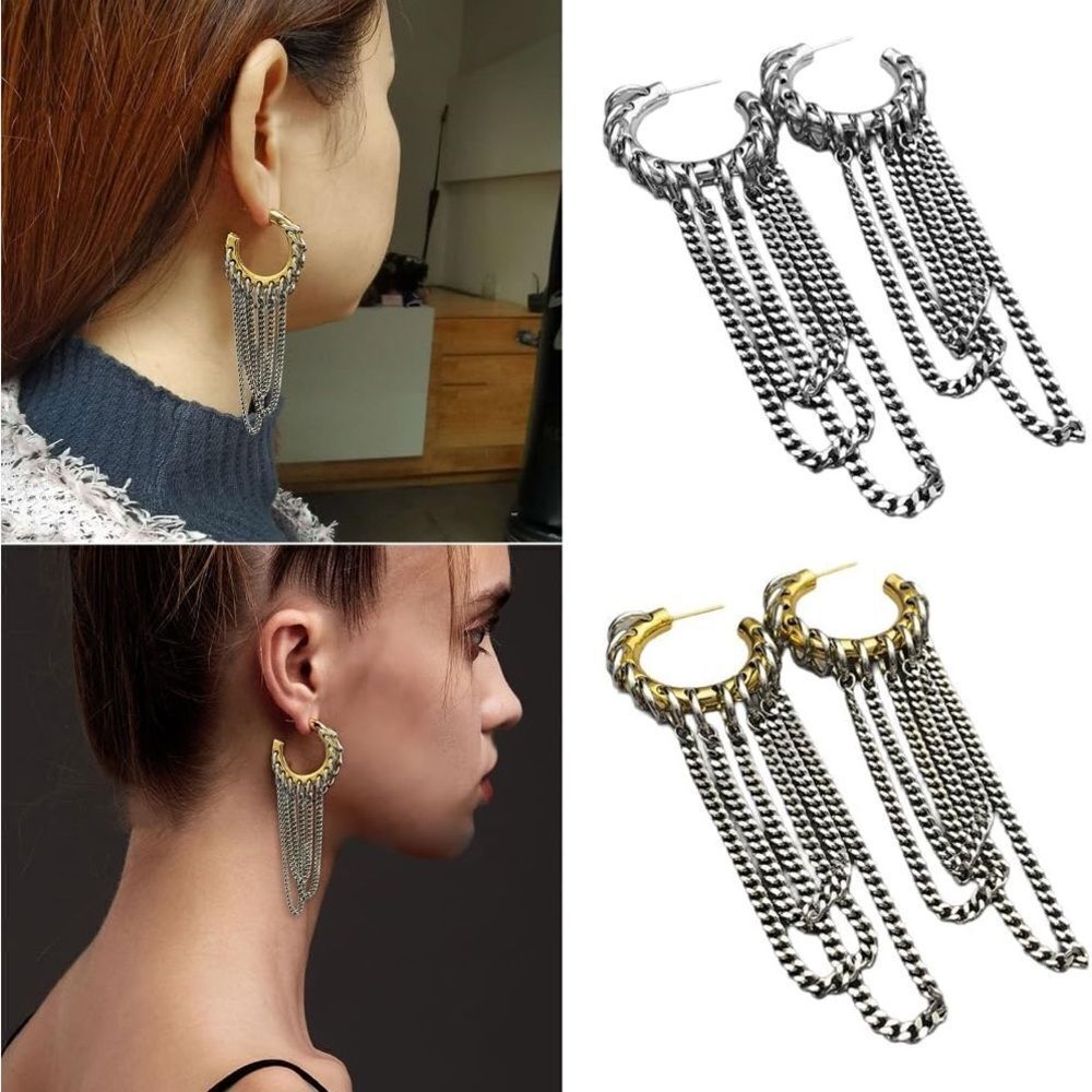 Industrial Chic: Multi-Layered Chain Hoops
